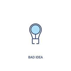 bad idea concept 2 colored icon. simple line element illustration. outline blue bad idea symbol. can be used for web and mobile ui/ux.
