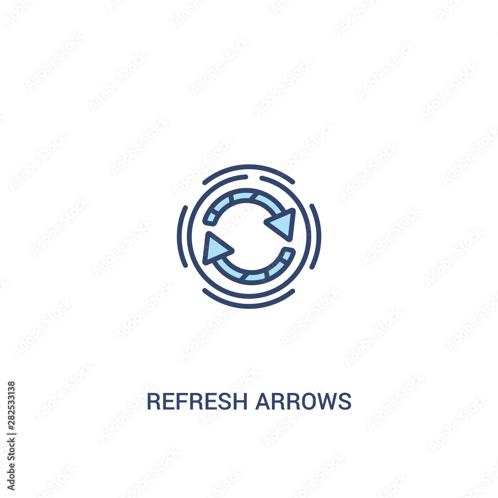 Poster refresh arrows concept 2 colored icon. simple line element illustration. outline blue refresh arrows