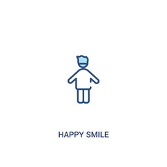 happy smile concept 2 colored icon. simple line element illustration. outline blue happy smile symbol. can be used for web and mobile ui/ux.