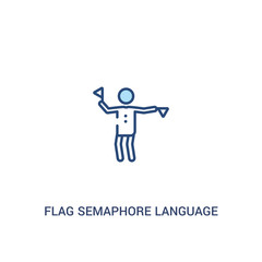 flag semaphore language concept 2 colored icon. simple line element illustration. outline blue flag semaphore language symbol. can be used for web and mobile ui/ux.