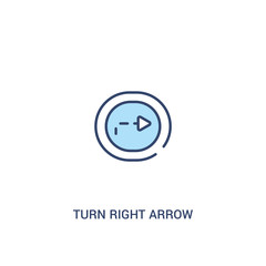 turn right arrow with broken line concept 2 colored icon. simple line element illustration. outline blue turn right arrow with broken line symbol. can be used for web and mobile ui/ux.