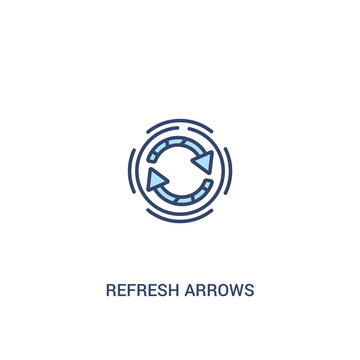 refresh arrows concept 2 colored icon. simple line element illustration. outline blue refresh arrows symbol. can be used for web and mobile ui/ux.