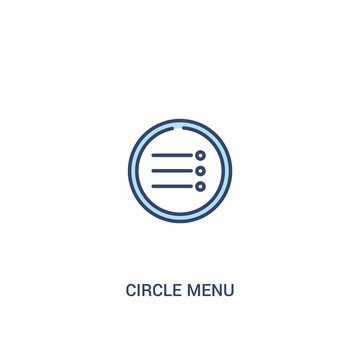 circle menu concept 2 colored icon. simple line element illustration. outline blue circle menu symbol. can be used for web and mobile ui/ux.