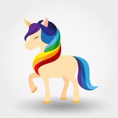 Unicorn. Rainbow mane. Icon. Vector illustration. Flat design style