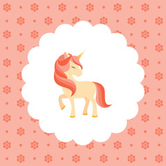 Unicorn. Pink mane. Vector illustration. Flat design style