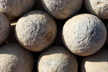 Fototapeta na wymiar Old Stone Cannonball 
