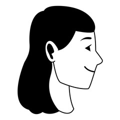 Young woman face cartoon head