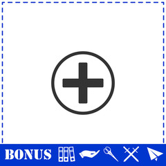 Medical cross icon flat