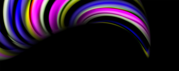 Fluid color waves with light effects, vector abstract background