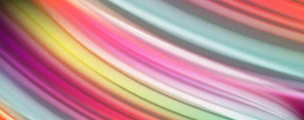 Modern rainbow liquid color flow colorful poster. Wave Liquid shape in black color background. Abstract composition