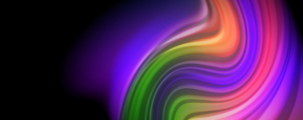 Fluid liquid color wave lines, glowing colorful light effect, abstract composition template. Geometric technology abstract pattern. Movement concept