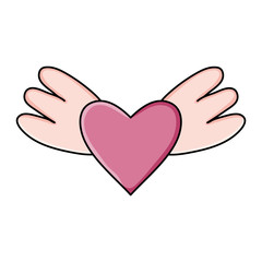 heart love with wings pop art style