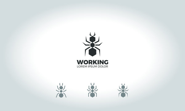 Logo design of black ant with variations