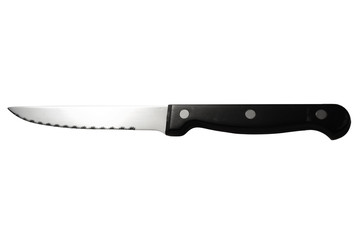 Isolated black sharp knife on a white background.