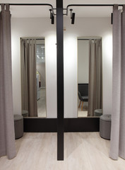 Beautiful and clean interior of dressing room at the store