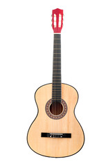 Obraz premium Musical instruments, artistic hobbies and love for music concept theme with a classical acoustic guitar isolated on withe background with clip path cutout