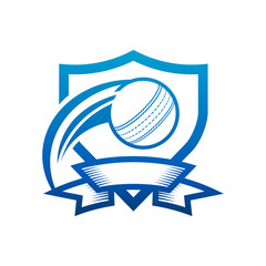 Cricket Ball Shield Badge Icon