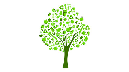 Fototapeta premium recycling materials and alternative energy badge, environment protection and ecology