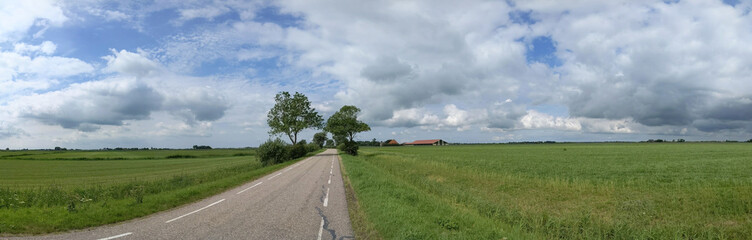 Cloudy Frisian panoramic landscape