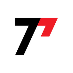 Number 7P logo design vector