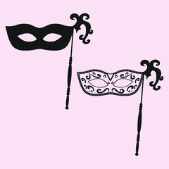 Carnival mask vector set silhouette isolated