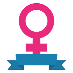 female gender symbol with ribbon pop art style