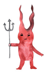 halloween devil monster character watercolor isolated illustration © Yelyzaveta