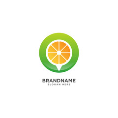 Fruit Store Logo Design Vector, Fruit and pinned Symbol Icon
