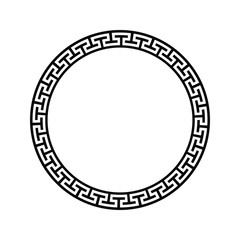 Black and white Greek round frame with ornament vector