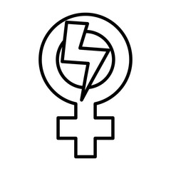 female gender symbol with thunder ray pop art style