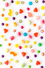 Sweets pattern on white background top view