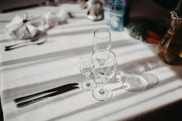 glasses on table