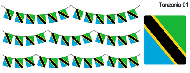 Obraz premium タンザニアの国旗のガーラーンド ベクターデータ（bunting garland）