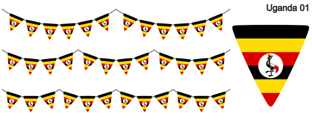 ウガンダの国旗のガーラーンド　ベクターデータ（bunting garland）