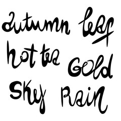Vector hand drawn lettering autumn typography calligraphy. Simple black lines.