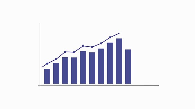Graph chart with arrow and dots, video animation