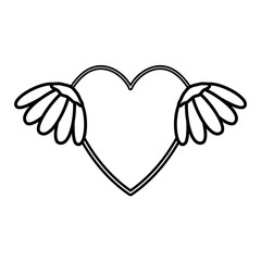 heart love with wings pop art style