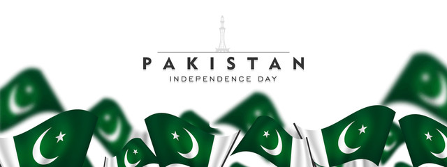14th of august pakistan independence day celebration card, Happy Pakistan's independence day 14th of august 1947. flag of pakistan brush design Vector Illustration