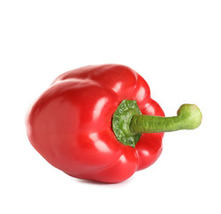 Tasty ripe red bell pepper on white background