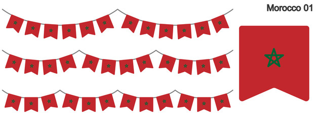 モロッコの国旗のガーラーンド　ベクターデータ（bunting garland）