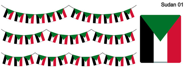 スーダンの国旗のガーラーンド　ベクターデータ（bunting garland）