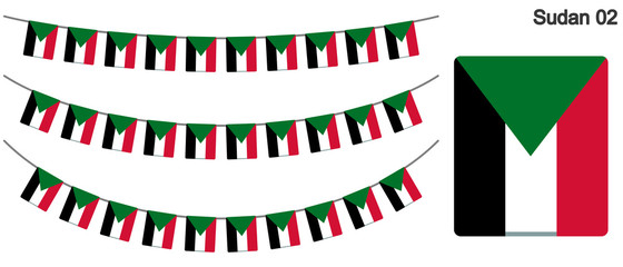 スーダンの国旗のガーラーンド　ベクターデータ（bunting garland）