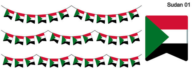 スーダンの国旗のガーラーンド　ベクターデータ（bunting garland）