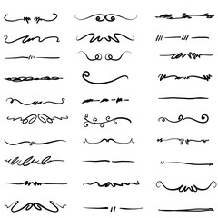 collection of handdrawn border and divider with unique swirl doodle style