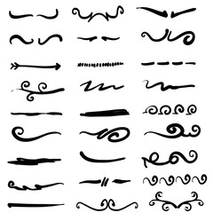 collection of handdrawn border and divider with unique swirl doodle style