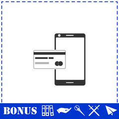 Mobile payment icon flat