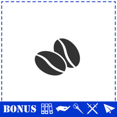 Coffee beans icon flat
