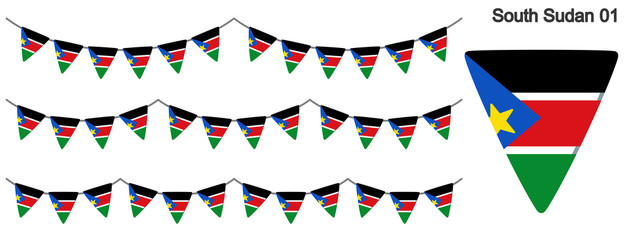 南スーダンの国旗のガーラーンド　ベクターデータ（bunting garland）