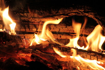 fire in fireplace