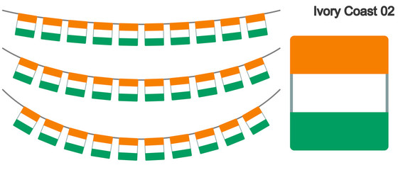 コートジボワールの国旗のガーラーンド　ベクターデータ（bunting garland）